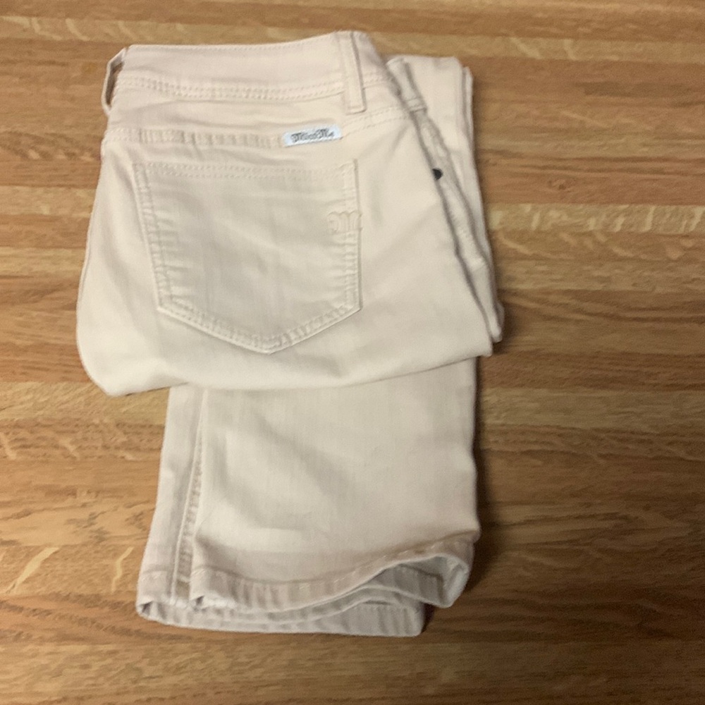 Miss Me size 30 mid rise skinny jeans sand or beige in color lightly worn